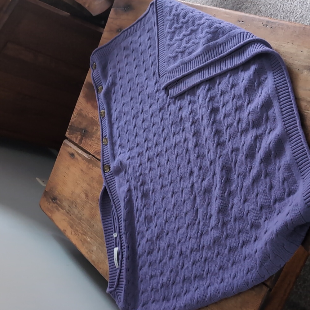 Vince Cashmere Cable Knit Button Poncho
